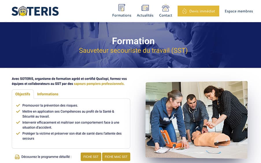 vignette site web soteris